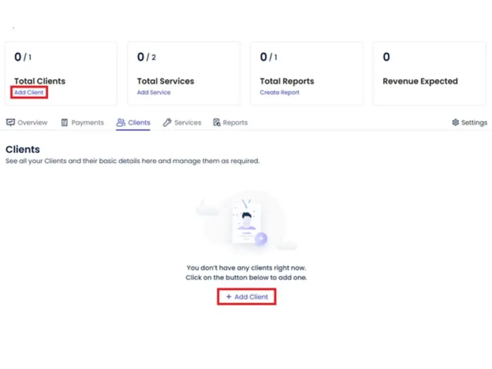 Add clients' contact info & upload their logo